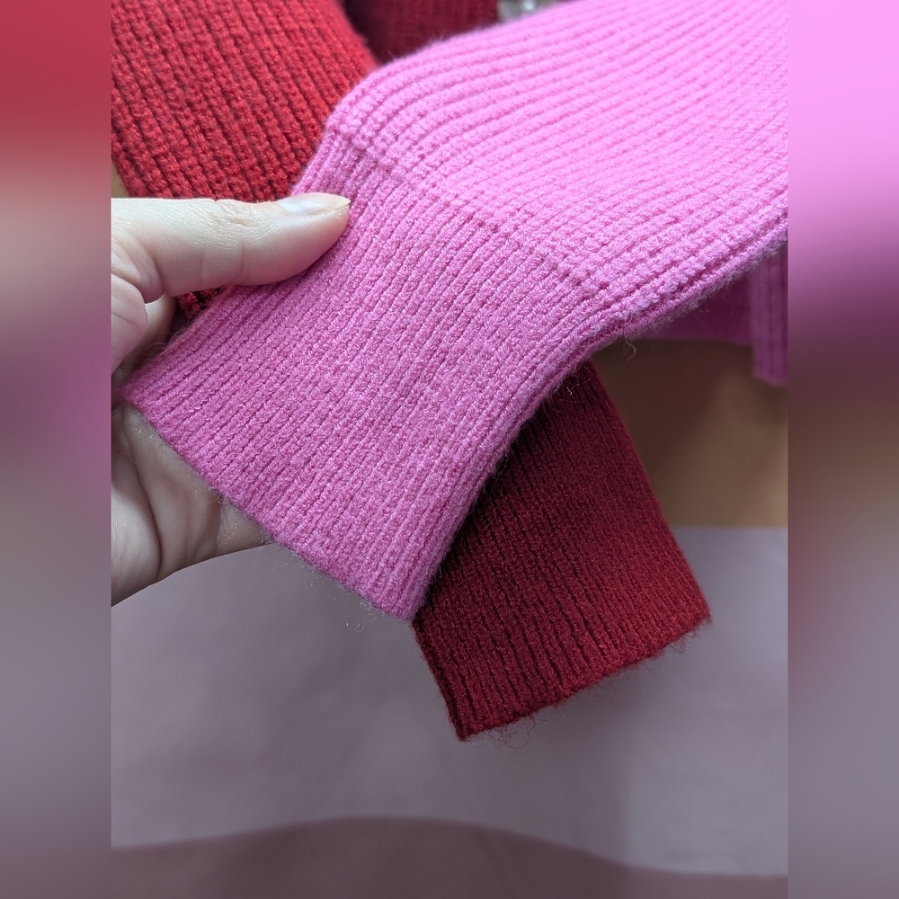 Moon And Madison Cardigan Sweater - Red and Pink - Picture 3 of 9